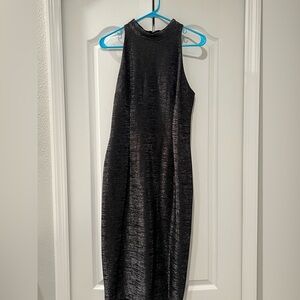 Adrianna Papell Mock-Neck Black Metallic Dress Size 10